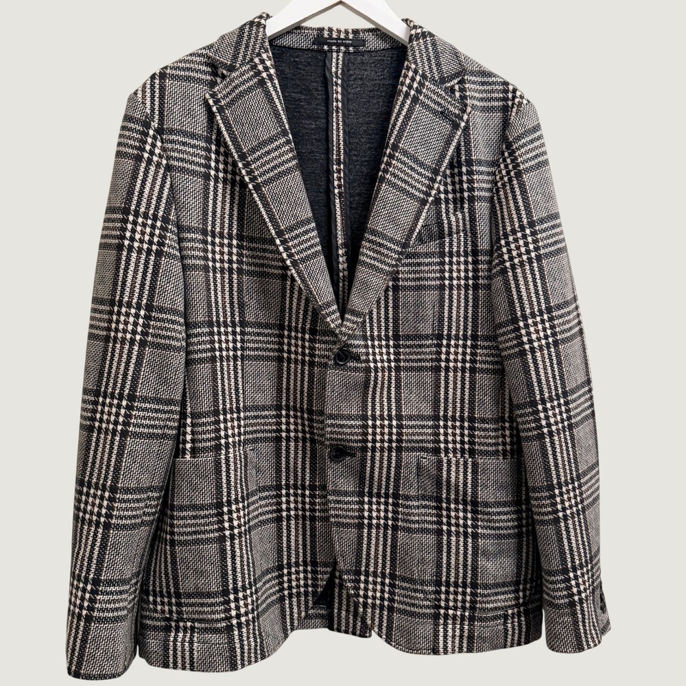 Zara Glen Check Plaid Two-Button Tailored Jacket Mens 40R Sport Coat Blazer